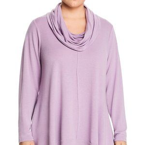 Cupio Womens Purple Cowel-Neck Handkerchief Hem Sw